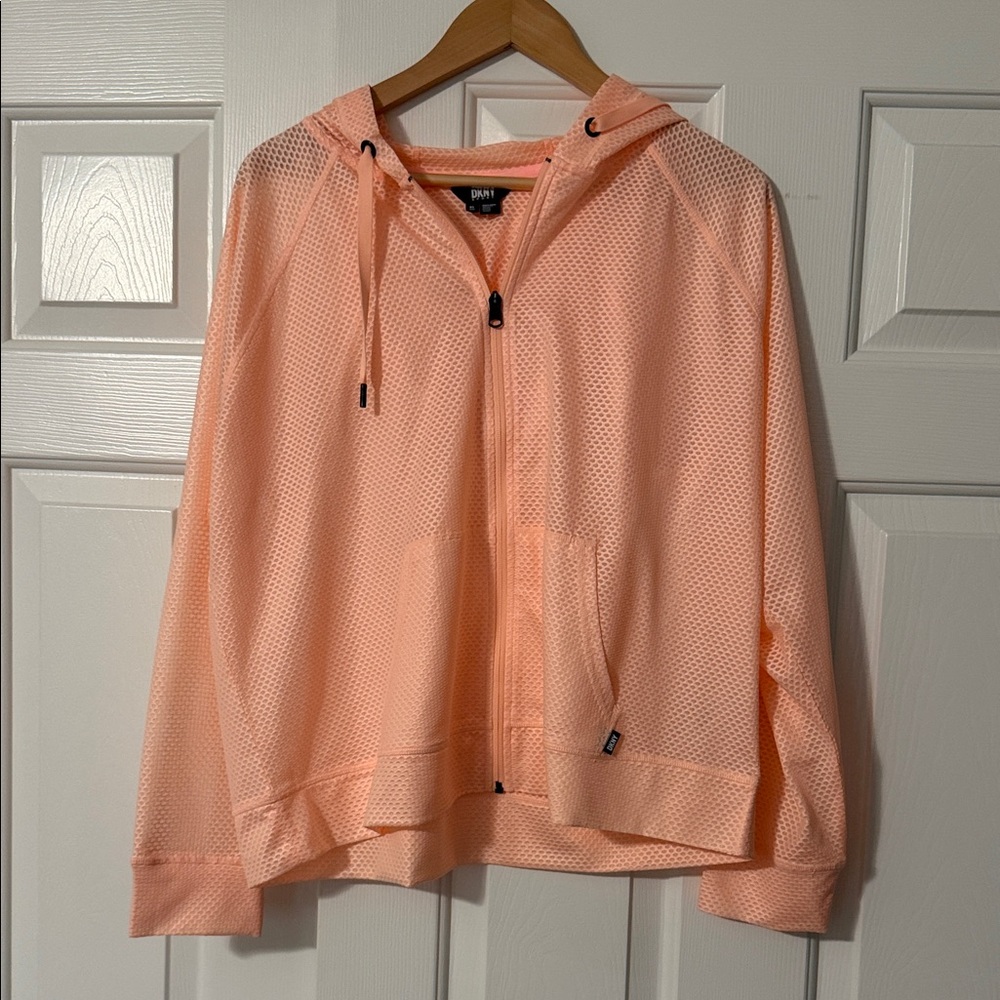 DKNY Women's Light Coral Mesh Hoodie